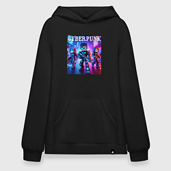 Толстовка-худи оверсайз Minecraft and cyberpunk - collaboration, цвет: черный
