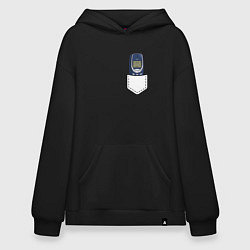 Толстовка-худи оверсайз Нокиа в кармашке стиль 2000 х, цвет: черный