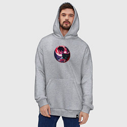 Толстовка-худи оверсайз Клинок, рассекающий демонов - Tanjirou Kamado, цвет: меланж — фото 2