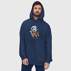 Толстовка-худи оверсайз Dalmatian cosmonaut puppy with a bone, цвет: тёмно-синий — фото 2