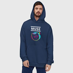 Толстовка-худи оверсайз Muse rock star cat, цвет: тёмно-синий — фото 2