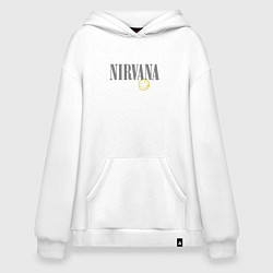 Толстовка-худи оверсайз Nirvana logo smile, цвет: белый