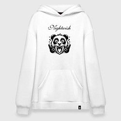 Толстовка-худи оверсайз Nightwish - rock panda, цвет: белый