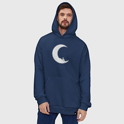Толстовка-худи оверсайз Мальчик на Луне, цвет: тёмно-синий — фото 2