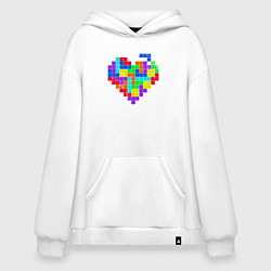 Толстовка-худи оверсайз Color tetris, цвет: белый