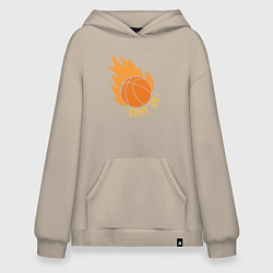 Толстовка-худи оверсайз Game on basketball, цвет: миндальный