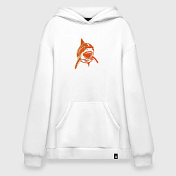 Толстовка-худи оверсайз Оранжевая акула, цвет: белый