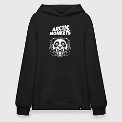 Толстовка-худи оверсайз Arctic Monkeys rock panda, цвет: черный