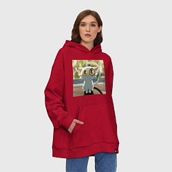 Толстовка-худи оверсайз Судзумэ закрывающая двери Дайджин, цвет: красный — фото 2