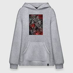 Толстовка-худи оверсайз Painkiller and demon - comix style, цвет: меланж