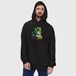 Толстовка-худи оверсайз Kitten creeper collaboration - ai art, цвет: черный — фото 2