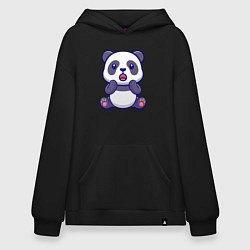 Толстовка-худи оверсайз Удивлённая панда, цвет: черный