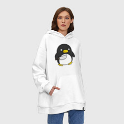 Толстовка-худи оверсайз Линукс пингвин, цвет: белый — фото 2