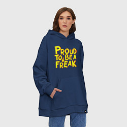 Толстовка-худи оверсайз Proud to be a freak, цвет: тёмно-синий — фото 2