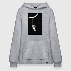 Толстовка-худи оверсайз Космонавт на качелях планета, цвет: меланж