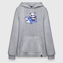 Толстовка-худи оверсайз Панда и акула, цвет: меланж