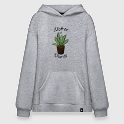 Толстовка-худи оверсайз Mother of plants - Папоротник, цвет: меланж