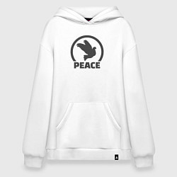 Толстовка-худи оверсайз Peace bird, цвет: белый