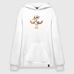 Толстовка-худи оверсайз Маленький аистёнок, цвет: белый