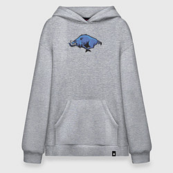 Толстовка-худи оверсайз Синий кабан, цвет: меланж