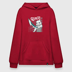 Толстовка-худи оверсайз Клинок, рассекающий демонов Инозука, цвет: красный