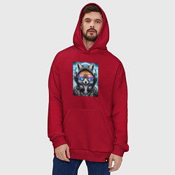 Толстовка-худи оверсайз Urban fox - ai art, цвет: красный — фото 2