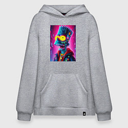Толстовка-худи оверсайз Cyber Bart Simpson - neon glow ai art, цвет: меланж
