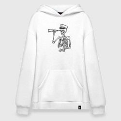 Толстовка-худи оверсайз Скелет капитан, цвет: белый