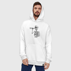 Толстовка-худи оверсайз Скелет капитан, цвет: белый — фото 2