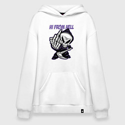 Толстовка-худи оверсайз Смерть - привет из ада, цвет: белый