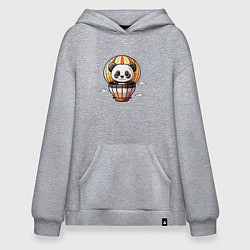 Толстовка-худи оверсайз Панда на воздушном шаре, цвет: меланж