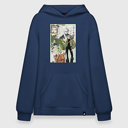 Толстовка-худи оверсайз Ван-Пис Зоро Ророноа коллаж сильнейший мечник, цвет: тёмно-синий
