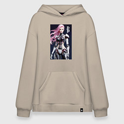 Толстовка-худи оверсайз Cyber Barbie - ai art future, цвет: миндальный