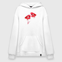 Толстовка-худи оверсайз Sexy lips, цвет: белый