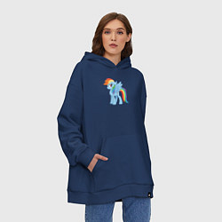 Толстовка-худи оверсайз Рейнбоу Дэш из My Little Pony в кино, цвет: тёмно-синий — фото 2