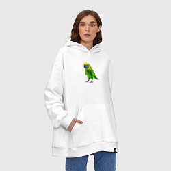 Толстовка-худи оверсайз Зеленый попугай, цвет: белый — фото 2