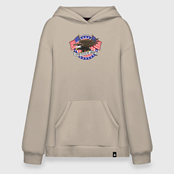 Толстовка-худи оверсайз United States of America, цвет: миндальный