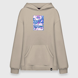 Толстовка-худи оверсайз Тандзиро Незуко и Зеницу Клинок рассекающий демоно, цвет: миндальный