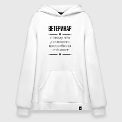 Толстовка-худи оверсайз Ветеринар должность волшебник, цвет: белый
