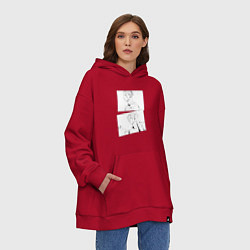 Толстовка-худи оверсайз Эмоции Сугуру Гето - Магическая битва, цвет: красный — фото 2