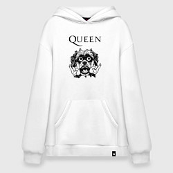 Толстовка-худи оверсайз Queen - rock dog, цвет: белый