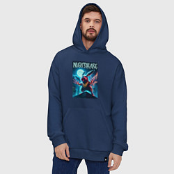 Толстовка-худи оверсайз Nightmare - terrible Pikachu neon glow, цвет: тёмно-синий — фото 2
