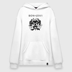 Толстовка-худи оверсайз Bon Jovi - rock dog, цвет: белый
