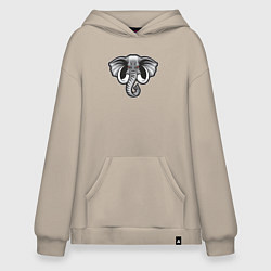 Толстовка-худи оверсайз Голова слоника, цвет: миндальный