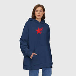 Толстовка-худи оверсайз USSR pixel star, цвет: тёмно-синий — фото 2