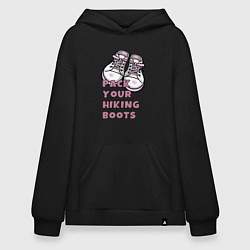 Толстовка-худи оверсайз Pink boots, цвет: черный