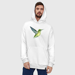 Толстовка-худи оверсайз Колибри зелёная, цвет: белый — фото 2