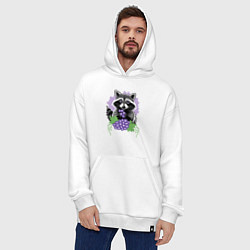 Толстовка-худи оверсайз Енот и виноград, цвет: белый — фото 2