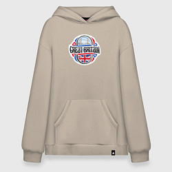 Толстовка-худи оверсайз Great Britain, цвет: миндальный