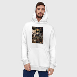 Толстовка-худи оверсайз Шахматы коллаж, цвет: белый — фото 2